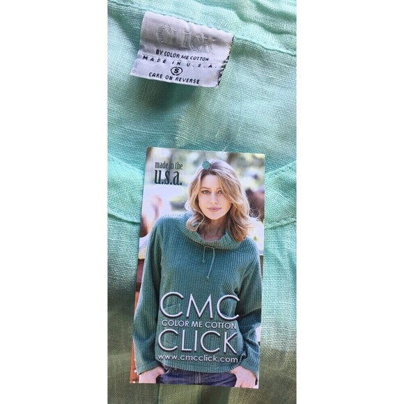 Color Me Cotton CMC Top Women's Size Small Seafoam Green Linen Long Sleeve - Picture 7 of 8